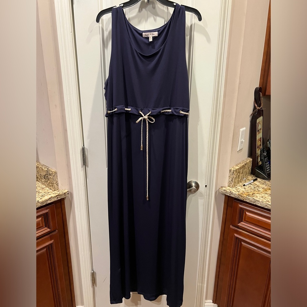 Harlow & Rose Navy Blue Sleeveless Maxi Dress Sz XL